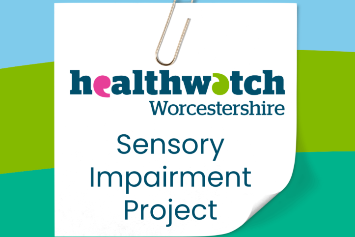 Healthwatch Worcestershire project graphic showing logo on a paper note